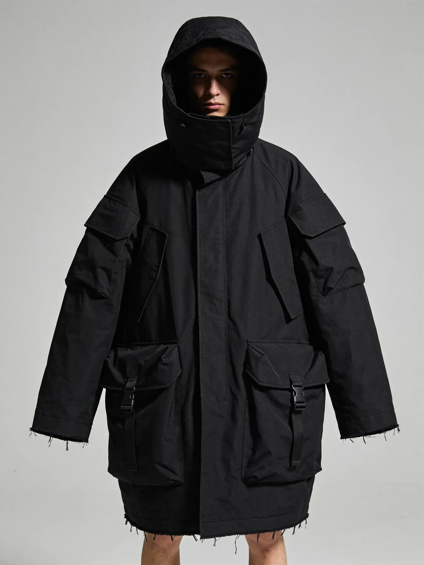 Ash Parka, oversized dry cotton parka with a storm hood